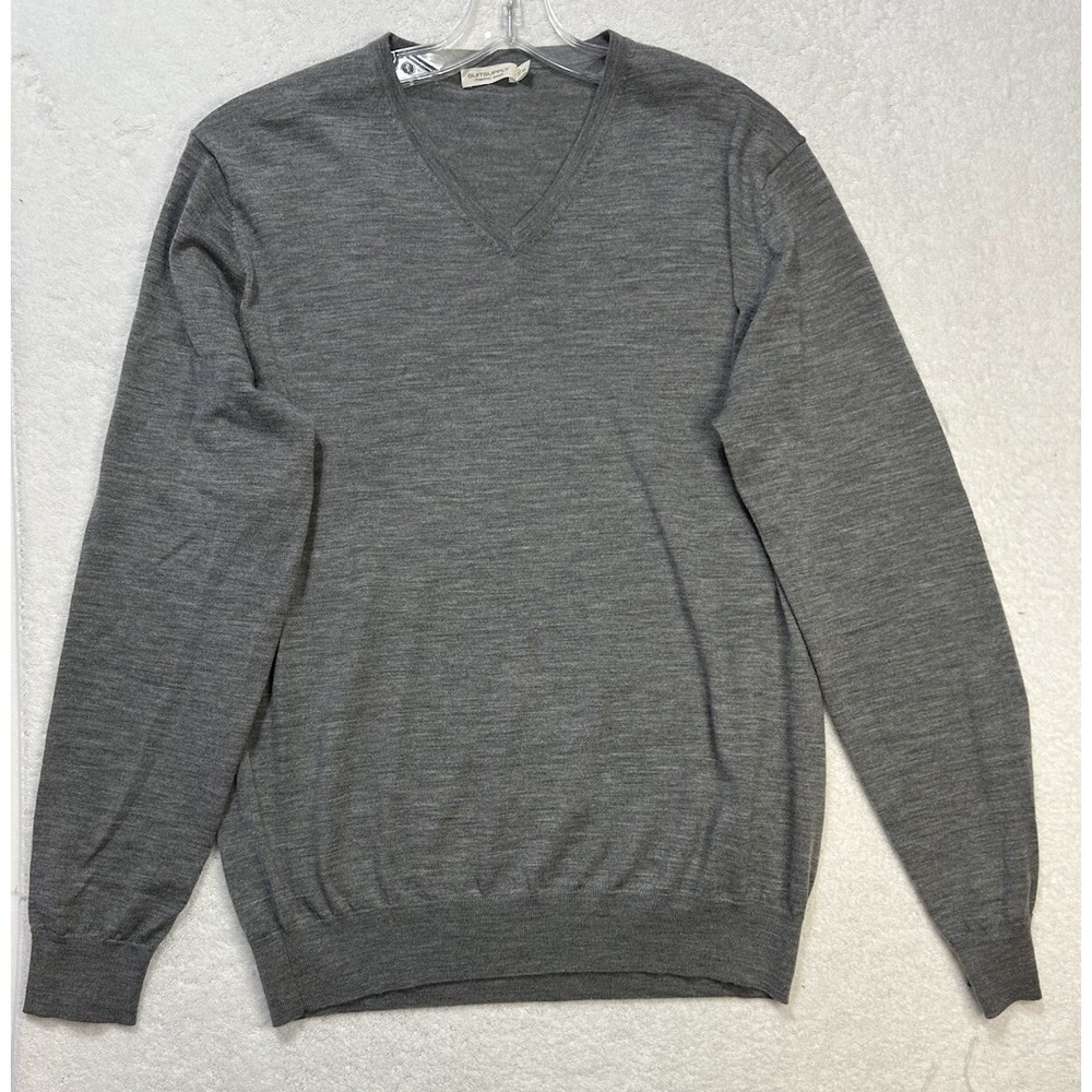 Suitsupply Mens Size XL Gray Merino Wool V Neck Pullover Sweater (J1)